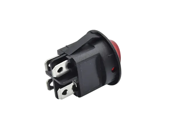 Rocker switch, 2 position, DPST, ON-OFF, lighted red