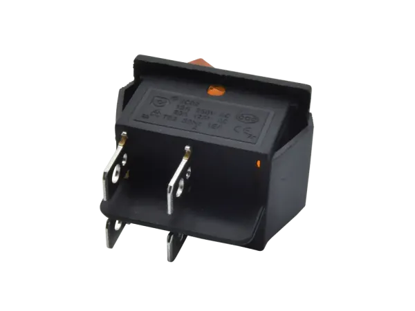 Wippenschalter 2-polig, EIN-AUS, gelb beleuchtet