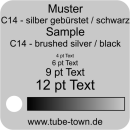 Materialmuster Faceplate Transply C14 silber gebürstet / schwarz