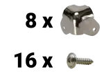 Satz Gehäuseecken, zweischenkelig, glänzend - Fender-Stil silber inkl. Schraube