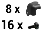 Set Corners w/ cutaway 2 leg, black HQ  incl. Screws