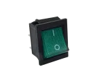 Wippenschalter 2-polig, EIN-AUS, grün beleuchtet