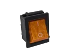 Rocker switch, 2 position, DPST, ON-OFF, lighted yellow